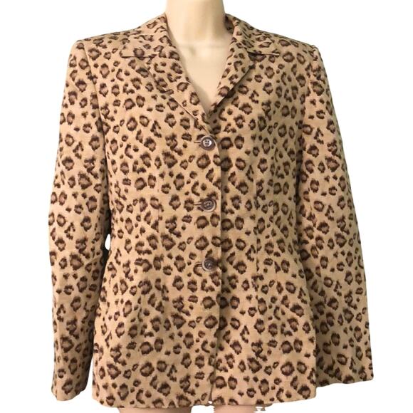 Dana Buchman Cheetah Print Silk Blazer Woman Size 6 Animal Print Lined Buttons - Picture 1 of 11